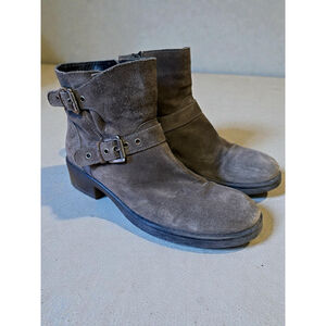 Aquatalia By Marvin K. Sterling Suede Double Buckle Boot Brown Women’s Size 8.5
